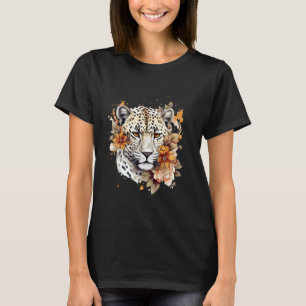 T-shirt Léopard Floral Fleur Art Guépard Gros Chat Jaguar