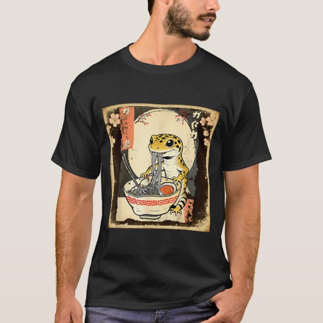 T-shirt Leopard Gecko Lizard Ramen Crested Gecko Japanese  (Devant)
