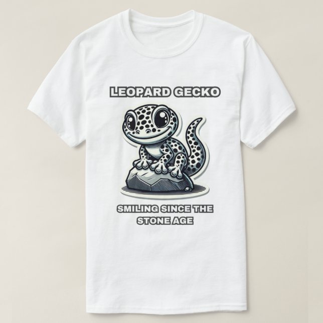 T-shirt Leopard Gecko souriant depuis l'âge de pierre (Design devant)