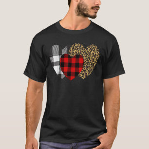T-shirt Leopard Heart Buffalo Rouge Black Plaid Heart Vale