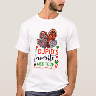 T-shirt Leopard Heart Cupid's Favorite Med Tech Valentines