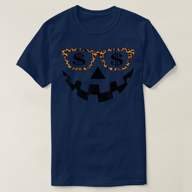 T-shirt Leopard JackOLantern Leopard Glasse Pumpkin Dollar (Design devant)