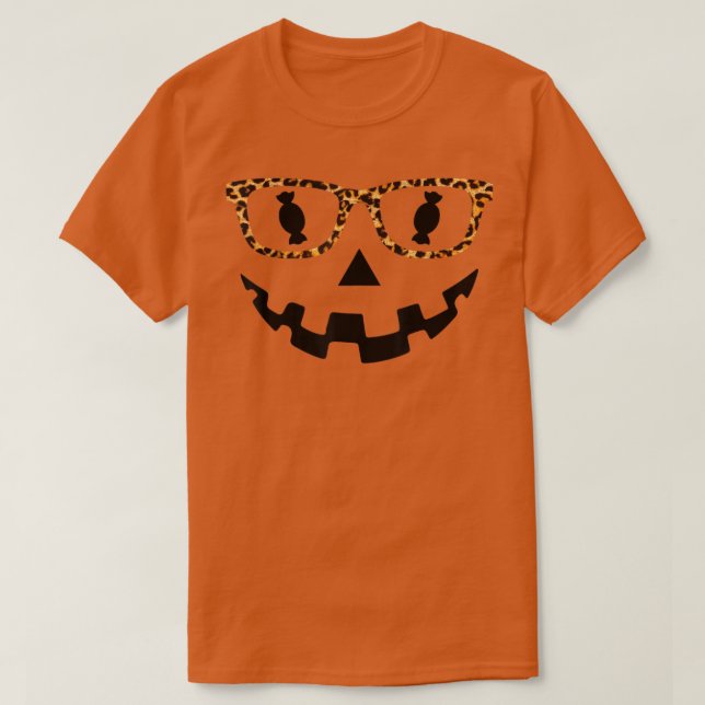 T-shirt Leopard JackOLantern lunettes visage Citrouille Ca (Design devant)