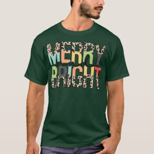T-shirt Léopard Joyeux Et Lumineux Fête De Noël 