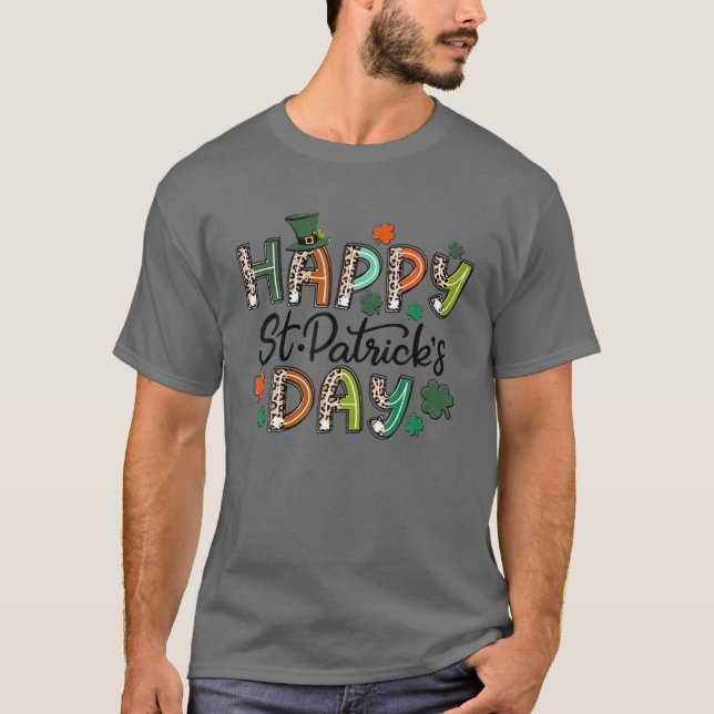 T-shirt Leopard Joyeux St. Patrick's Day Leprechaun Casque (Devant)