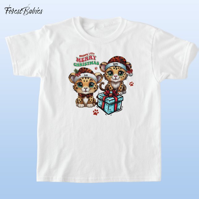 T-shirt Leopard Kitty Meowy Little Joyeux Noël 🐾 🐆 🐈 (Créateur téléchargé)