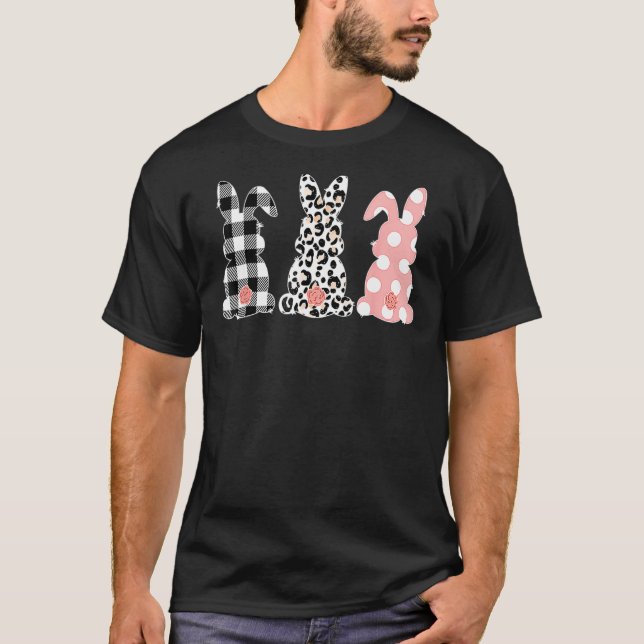 T-shirt Leopard Lapin de Pâques Trio Mignonne Jour de Pâqu (Devant)