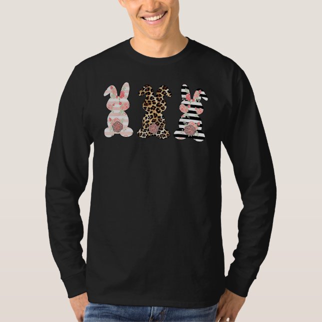 T-shirt Leopard Lapin de Pâques Trio Mignonne Jour de Pâqu (Devant)