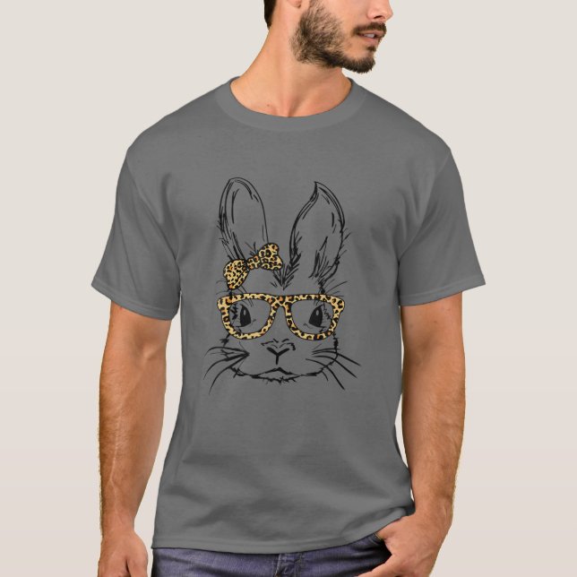 T-shirt Leopard Lapin de Pâques Trio Mignonne Pâques (Devant)