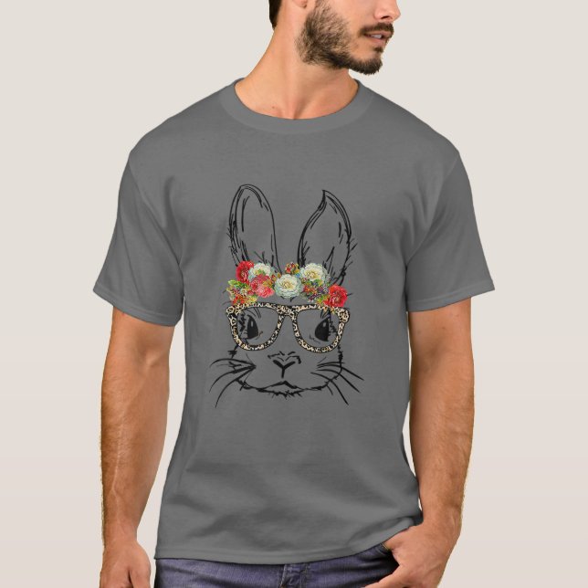 T-shirt Leopard Lapin de Pâques Trio Mignonne Pâques (Devant)