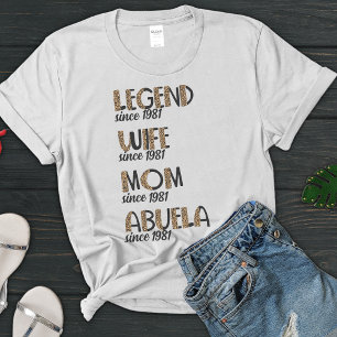 T-shirt Leopard Legend Femme Maman Abuela Motif Mère Cadea