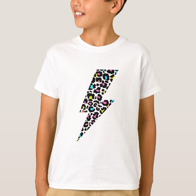 T-shirt leopard, lightning bolt, leopard print  (Devant)
