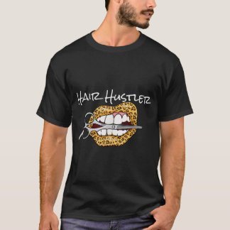 T-shirt Leopard Lips With Scissors Cool Hairdresser Hair H