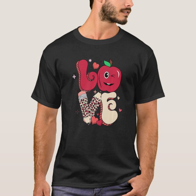 T-shirt Leopard Love Valentine Enseignant Amie One Lov (Devant)