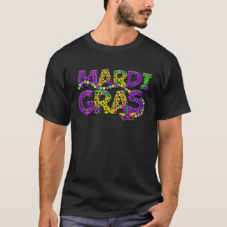 T-shirt Léopard Mardi Gras Avec Des Perles Drôle Parade Ga