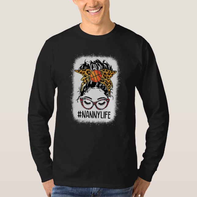 T-shirt Leopard Messy Bun Basketball Nanny Jour M (Devant)