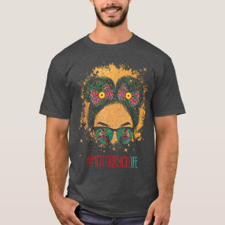 T-shirt Leopard Messy Bun Cheveux Femme moto Vélo de vie