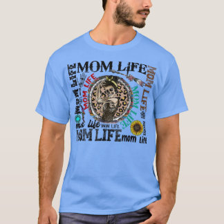 T-shirt Leopard Messy Bun Skeleton Maman Life Lightning Bo