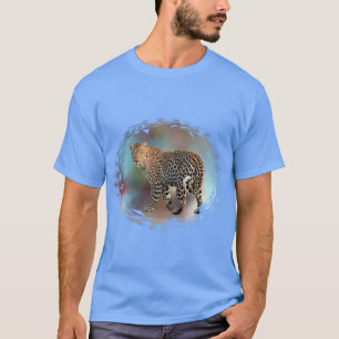 T-shirt Leopard Moderne Élégant Carolina Modèle bleu