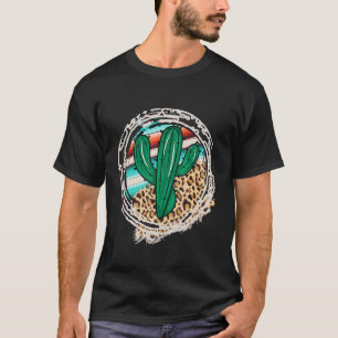 T-shirt Leopard Motif Cactus Serape Print Cowgirl Rodeo