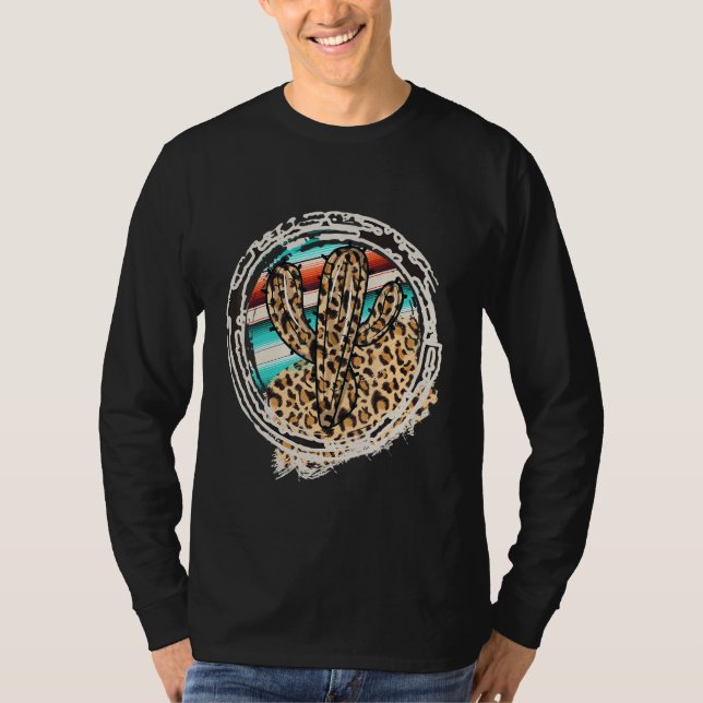 T-shirt Leopard Pattern Cactus Serape Print Cowgirl Rodeo  (Devant)