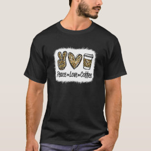T-shirt Leopard Peace Love Coffee Lovers Hippie