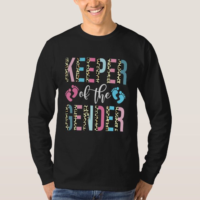 T-shirt Leopard Pink Or Blue Cute Keeper Of Gender Design (Devant)
