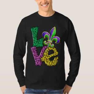 T-shirt Léopard Plaid Amour Avec Fleur D Lis Mardi Gras Wo