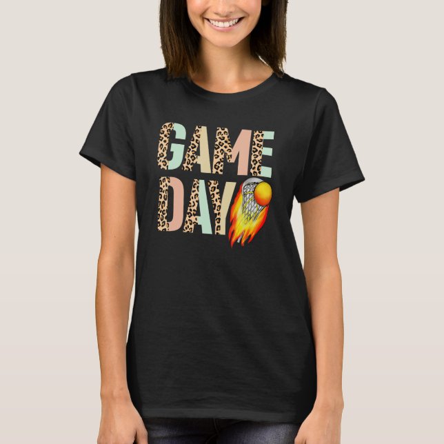 T-shirt Leopard Print Lacrosse Mom Shirts For Women Game D (Devant)