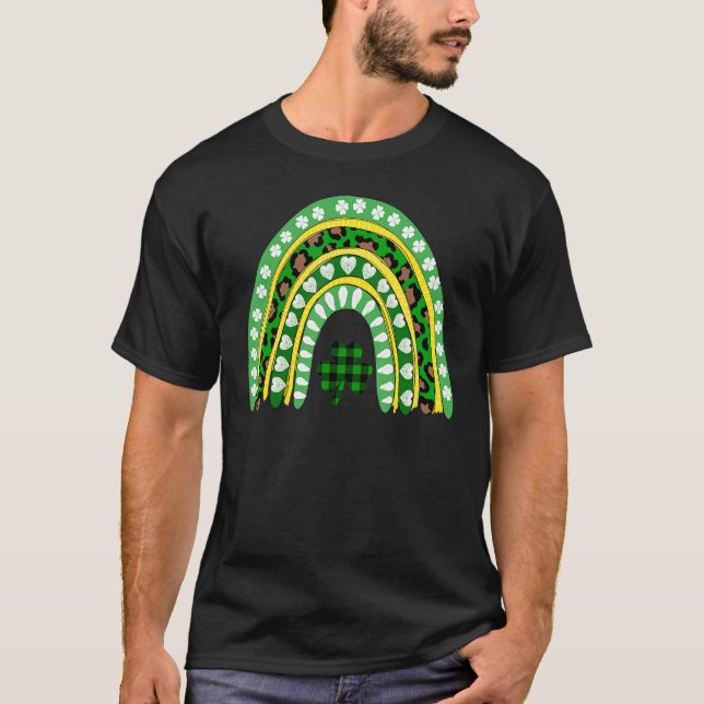T-shirt Leopard Rainbow Irlandais Shamrocks St Patrick S D (Devant)