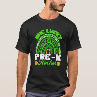 T-shirt Leopard Rainbow One Lucky Pré-K Teacher St Patty’S