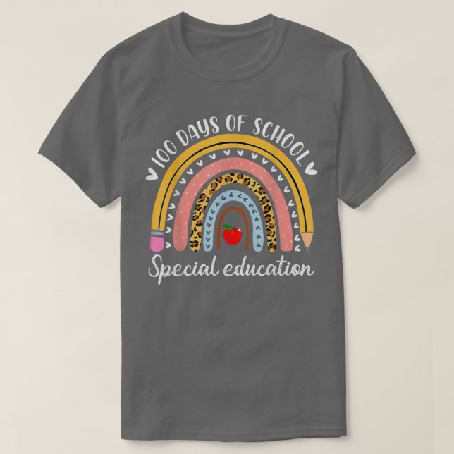 T-shirt Leopard Rainbow Special Education Funny 100 Days O (Design devant)