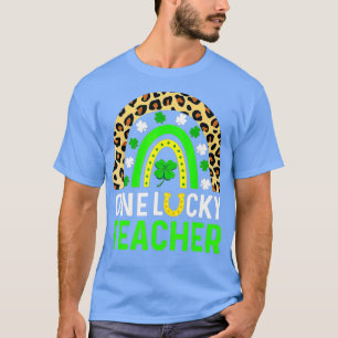 T-shirt Leopard Shamrock One Lucky Teacher St Patrick's Da