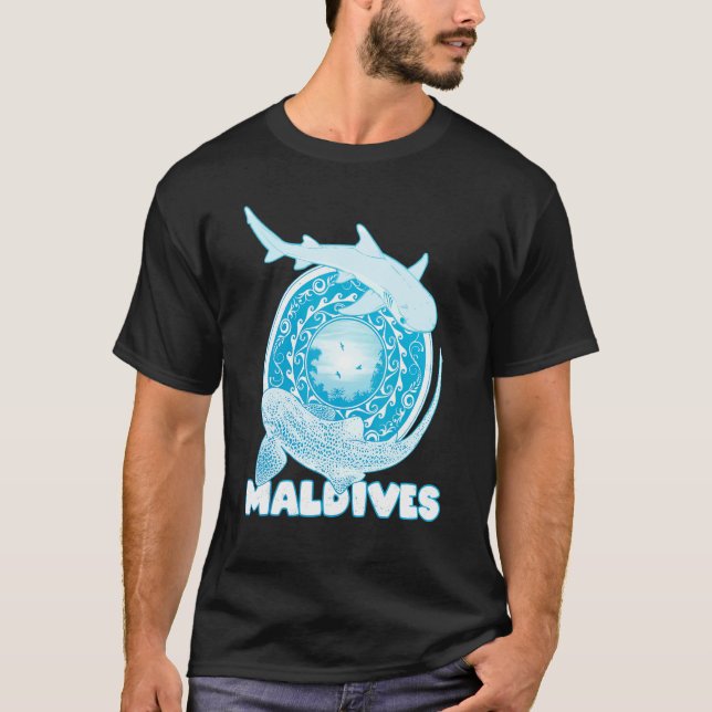 T-shirt Leopard Shark Whitetip Reef Shark Maldives Diving (Devant)