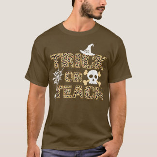 T-shirt Leopard Skin Teacher School Cute Trick or Teach Ha