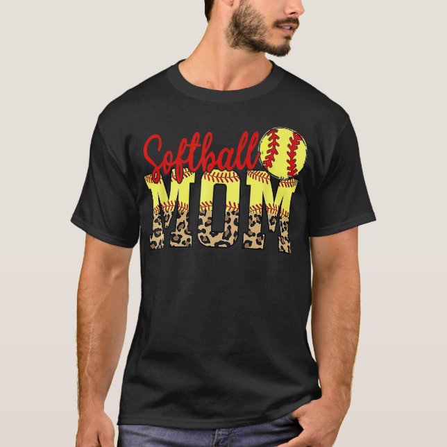 T-shirt Leopard Softball Maman Jour des Mères Fête 2022 Gi (Devant)