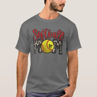 T-shirt Leopard Softball Maman Softball Jour Vibes Mothe