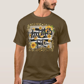 T-shirt Leopard Sunflower Educator Vie Premier jour Retour