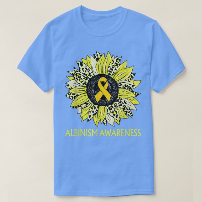 T-shirt Leopard Tournesol Albinisme Sensibilisation Ruban  (Design devant)
