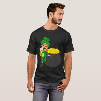 T-shirt Leprechaun Avec Bière Et Pot D'Or Tee