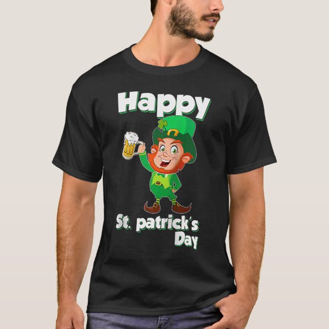 T-shirt Leprechaun Boire de bière Joyeux Saint Patricks Da (Devant)