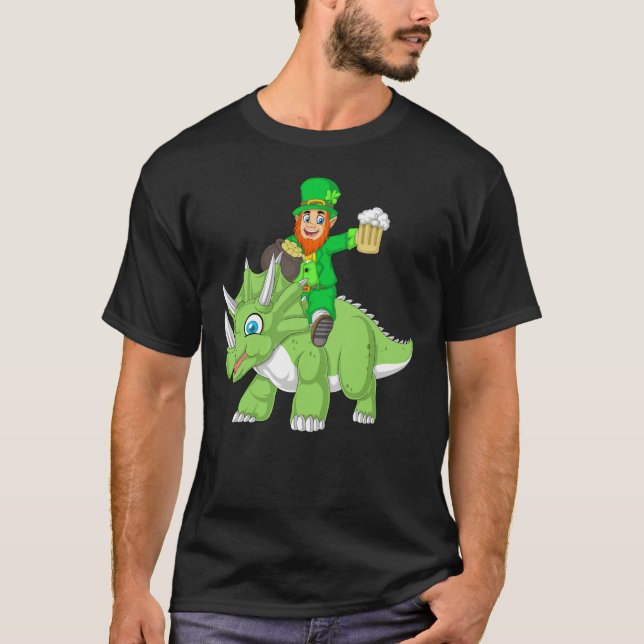 T-shirt leprechaun équitation Triceratops (Devant)
