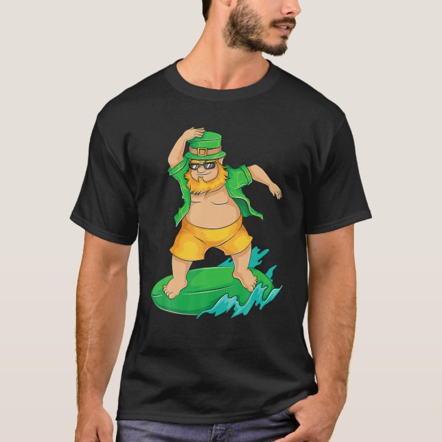 T-shirt Leprechaun Surfer À Hawaii St Patrick's Day (Devant)