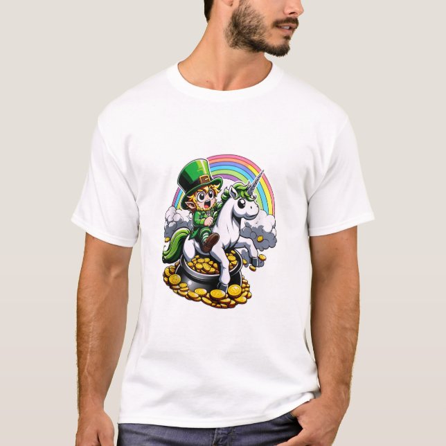 T-shirt Leprechaun Unicorn Cute (Devant)