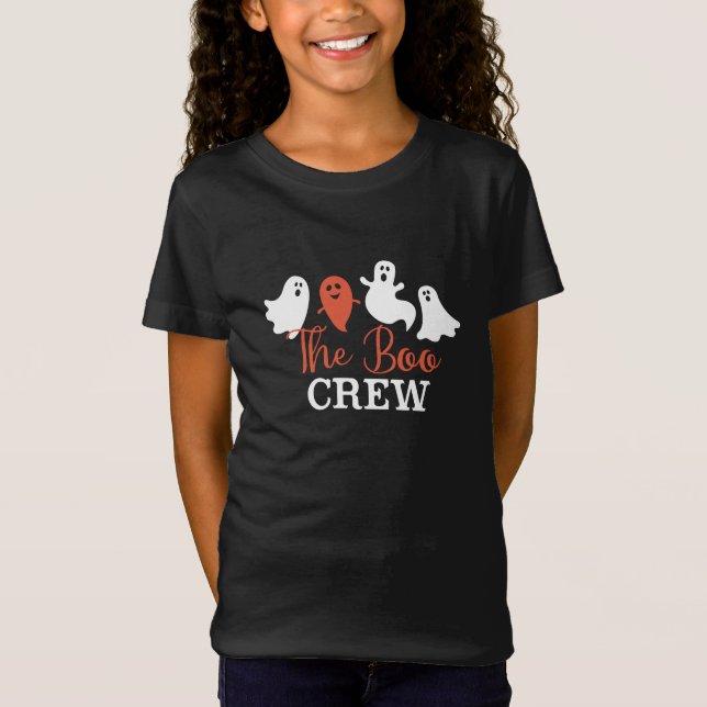 T-Shirt L'équipage Boo Halloween Ghost Family Blanc Orange (Devant)