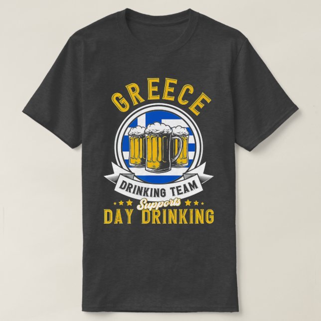 T-shirt L'Équipe De Boissons De Grèce Soutient La Boisson  (Design devant)