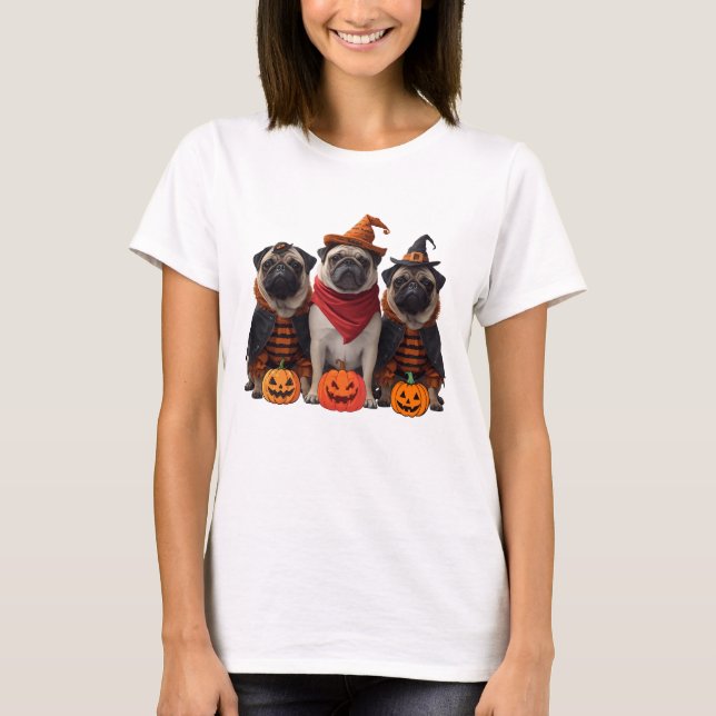 T-shirt L'équipe de Carlin d'Halloween - Drôle & Conceptio (Devant)