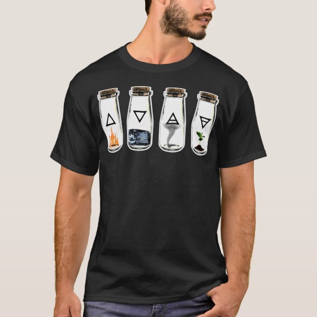 T-shirt Les 4 Symboles Des Éléments Eau Vent De Terre Et (Devant)