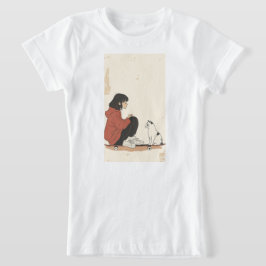 T-Shirt Les ados sitting on skateboard and next to his cat