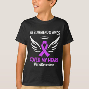 T-shirt Les ailes de mon copain couvrent mon coeur Ruban v